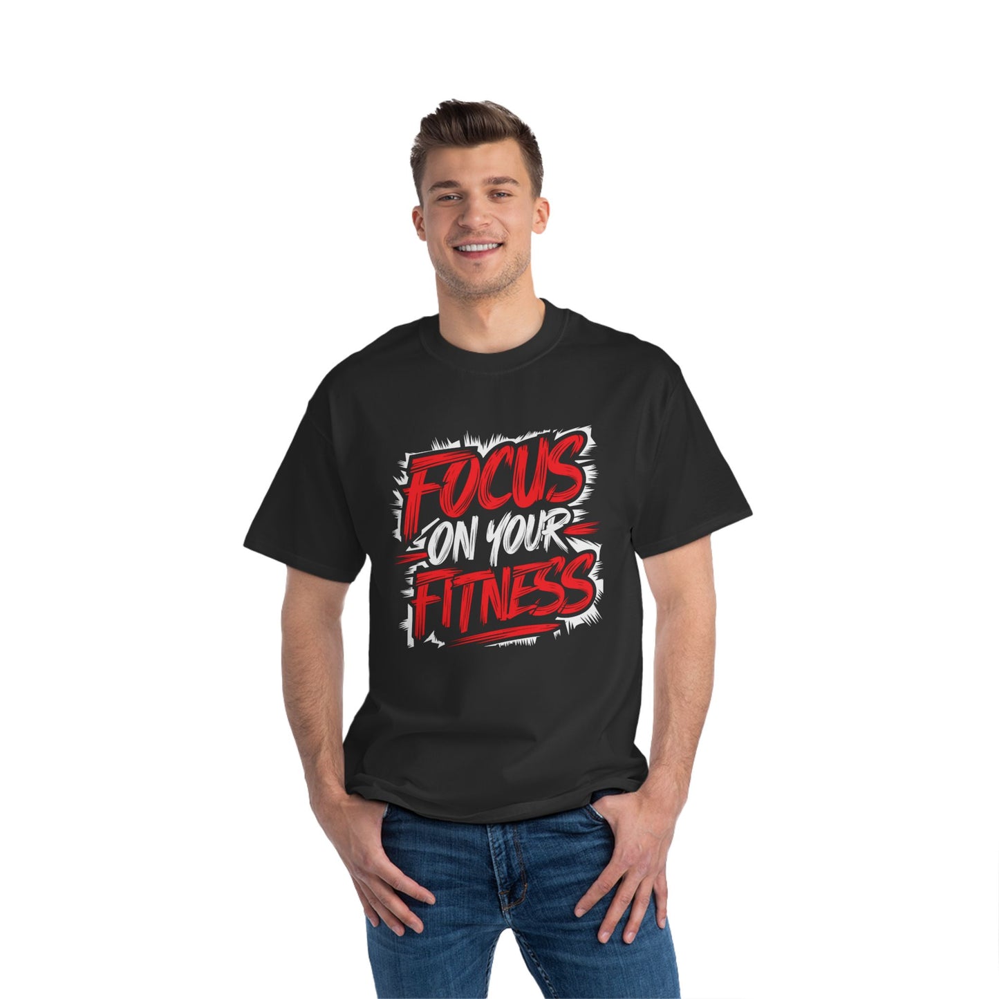 Black "Fitness " Printed Oversized Standard T-Shirt