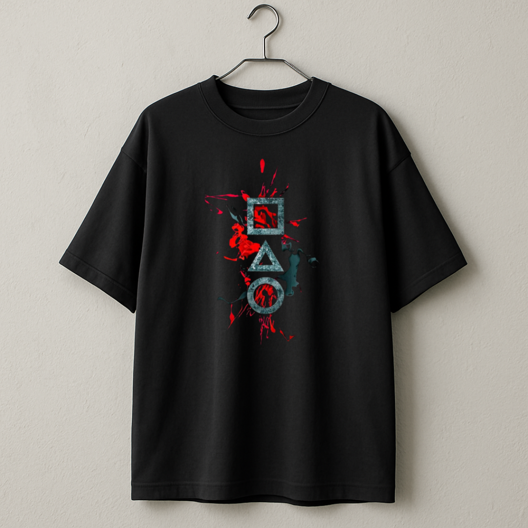 Kratos-Inspired Gaming Graphic Oversized T-Shirt – 100% Cotton, 180 GSM