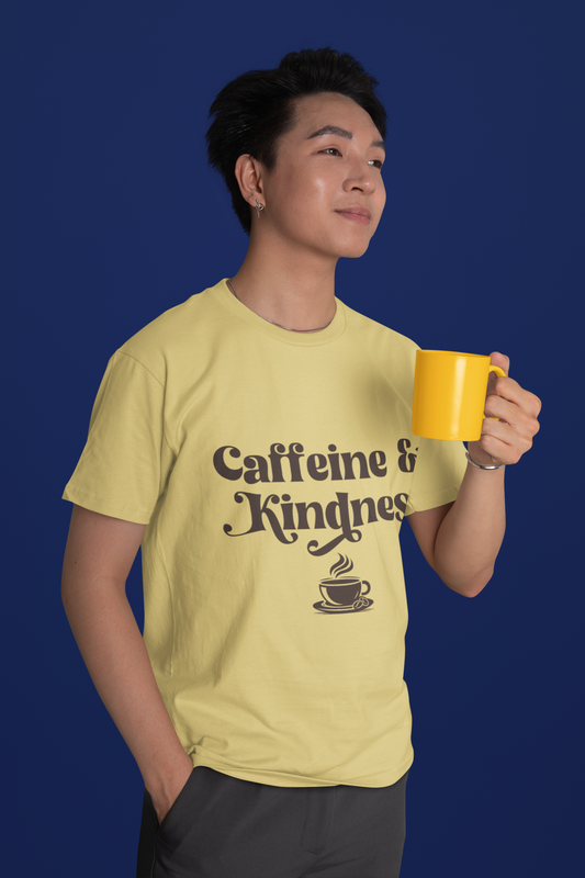 Caffeine & Kindness T-Shirt – 100% Cotton Coffee Lover Tee.