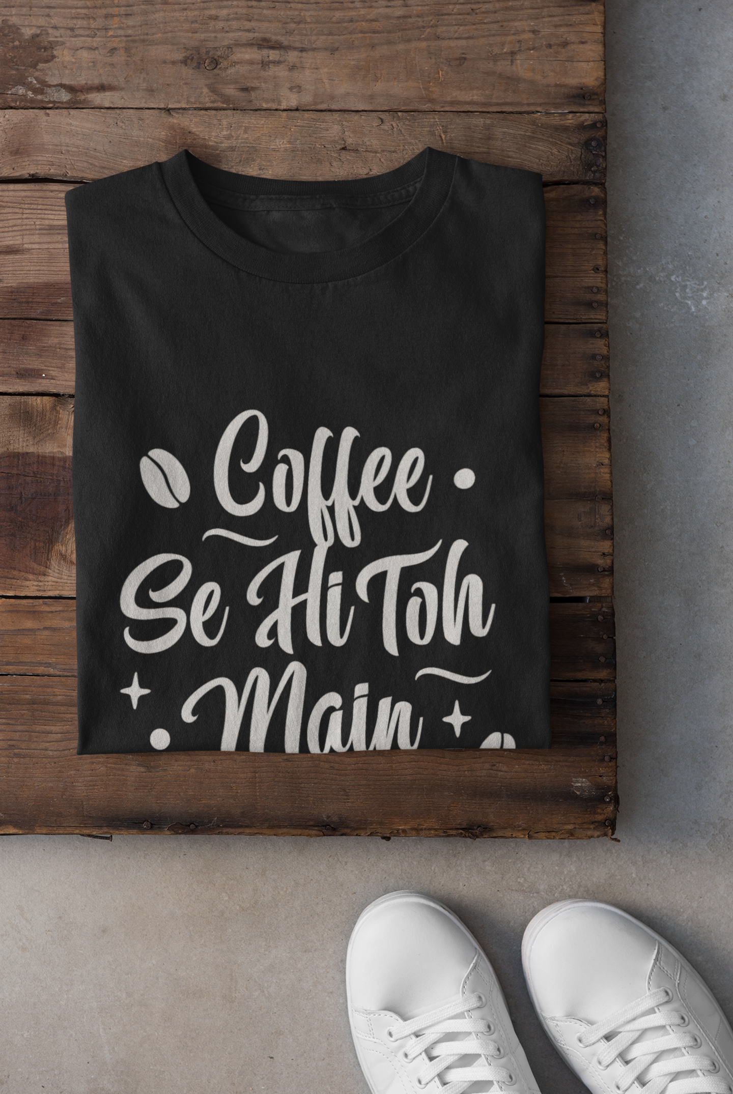 "Coffee Se Hi Toh Main Alive Hoon Black Cotton T-Shirt – Unisex Regular Fit"