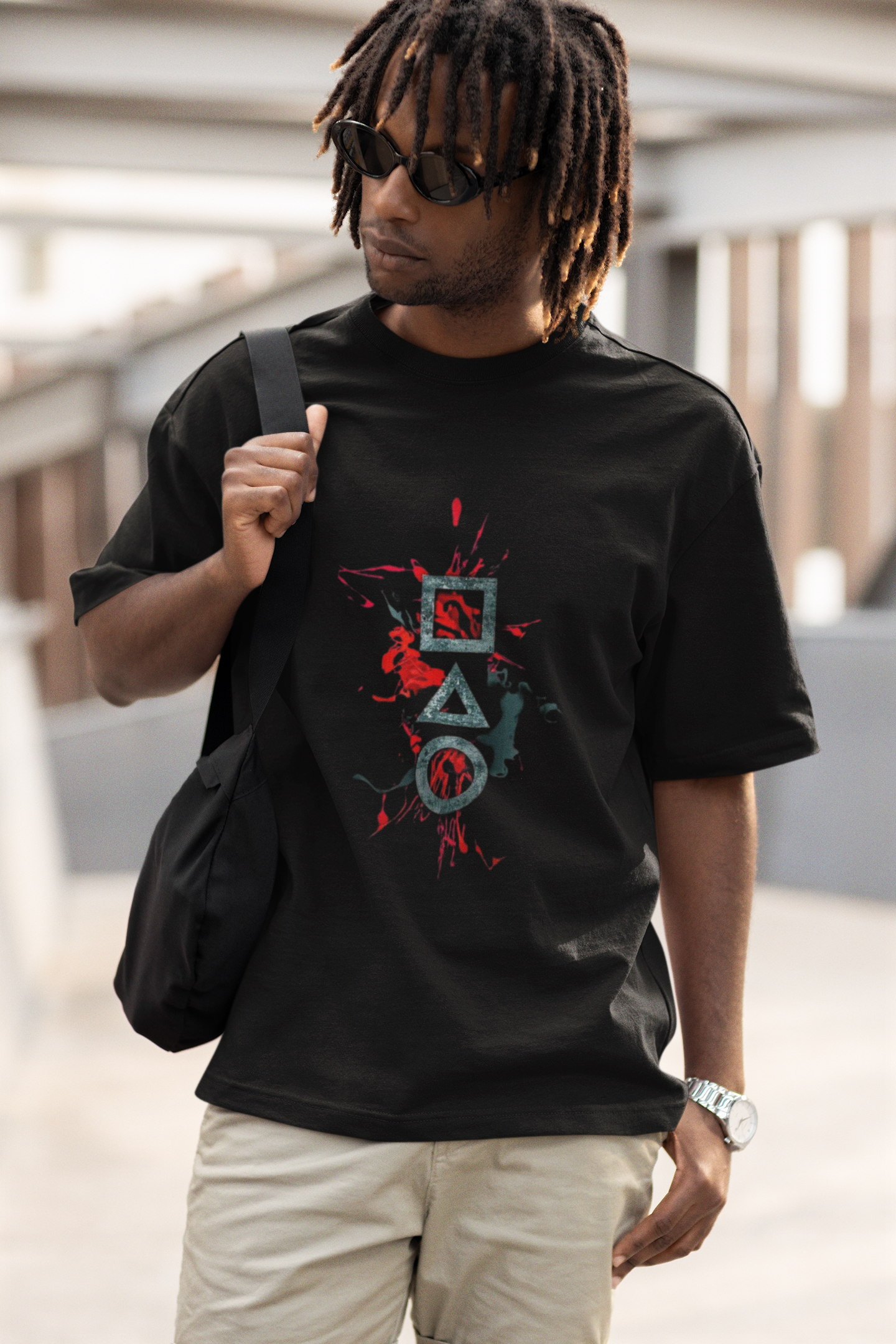 Kratos-Inspired Gaming Graphic Oversized T-Shirt – 100% Cotton, 180 GSM