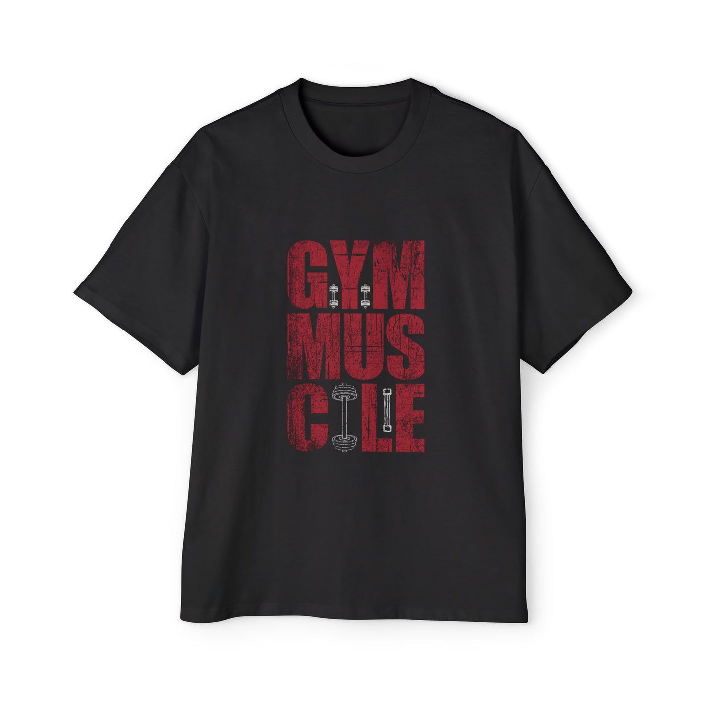 Men’s Oversized Gym T-Shirt – GYM MUSCLE Graphic | 280 GSM Terry-Knit