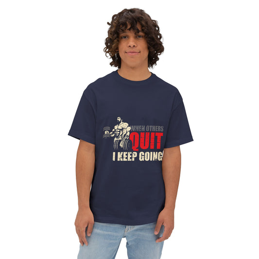 Navy Blue "Keep Going " Printed  Oversized Standard T-Shirt