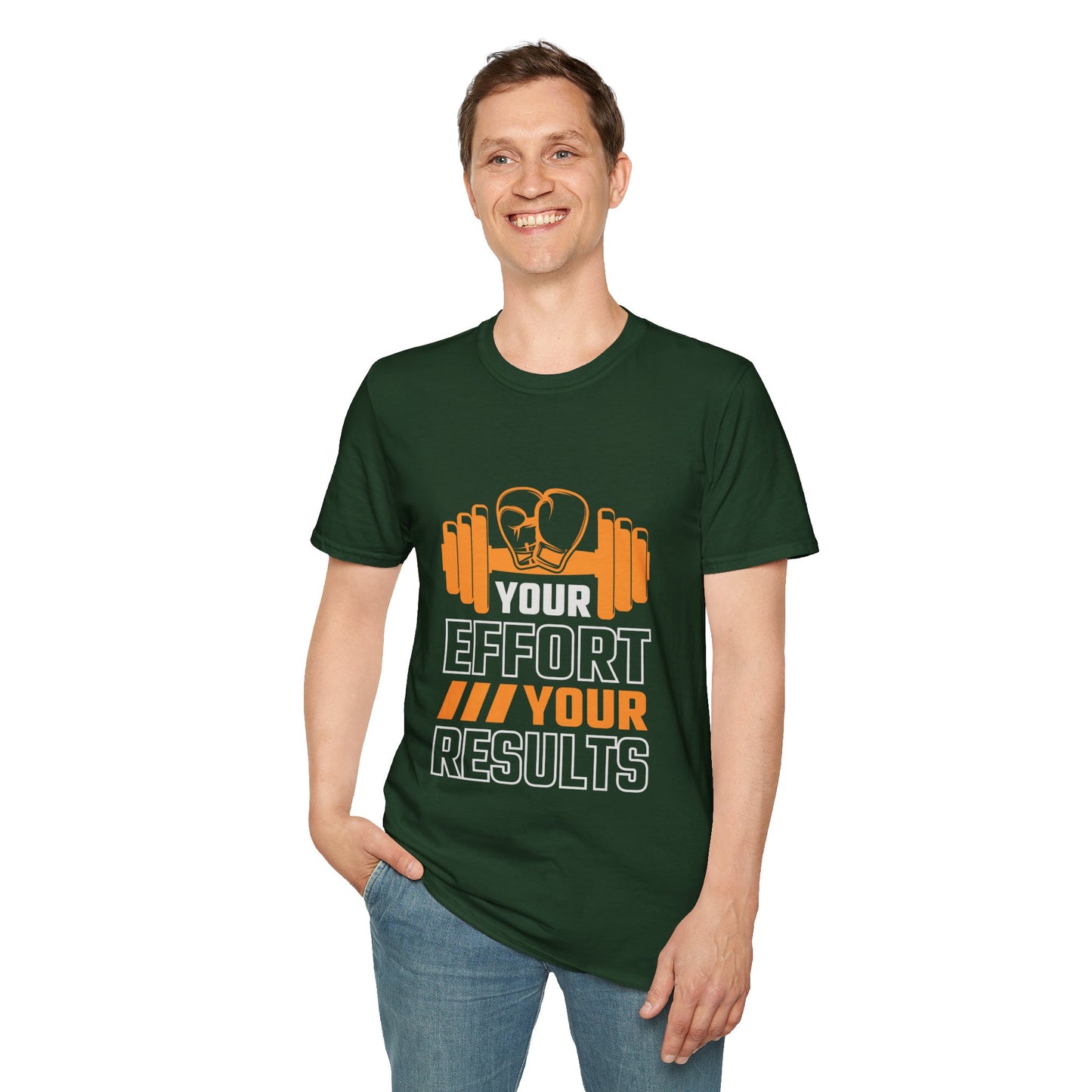 Black Fitness T-Shirt – Your Effort, Your Results Quote | Regular Fit for Gym & Training