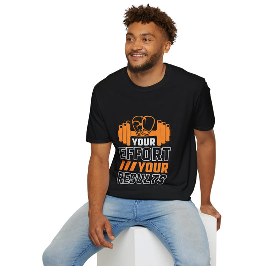 Black Fitness T-Shirt – Your Effort, Your Results Quote | Regular Fit for Gym & Training