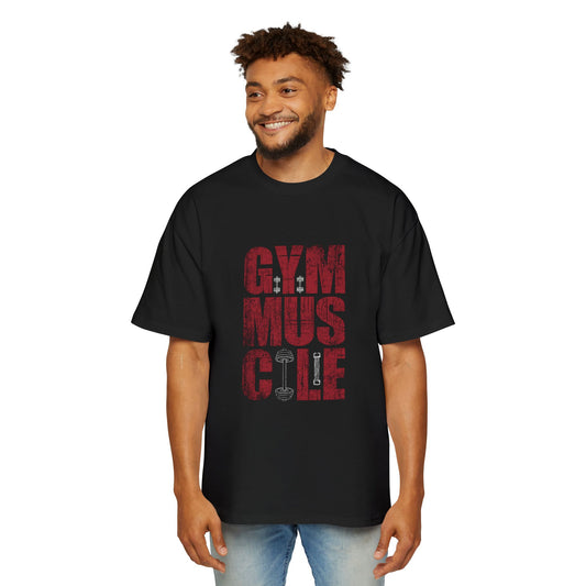 Men’s Oversized Gym T-Shirt – GYM MUSCLE Graphic | 280 GSM Terry-Knit