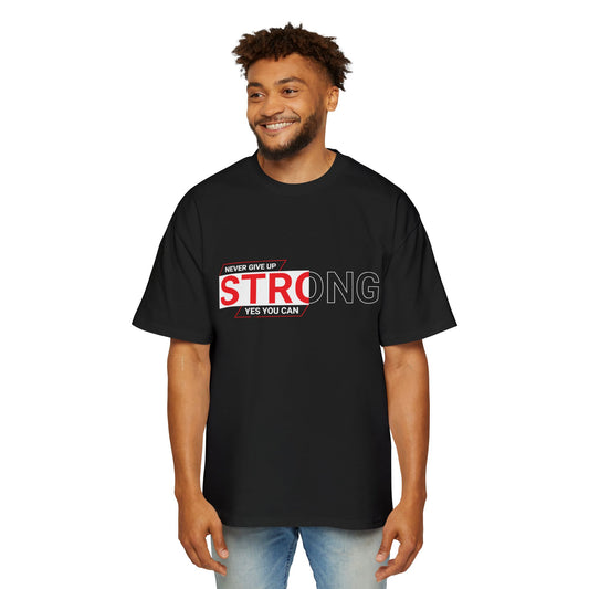 Men's Black "STRONG" Printed Oversized Standard T-Shirt