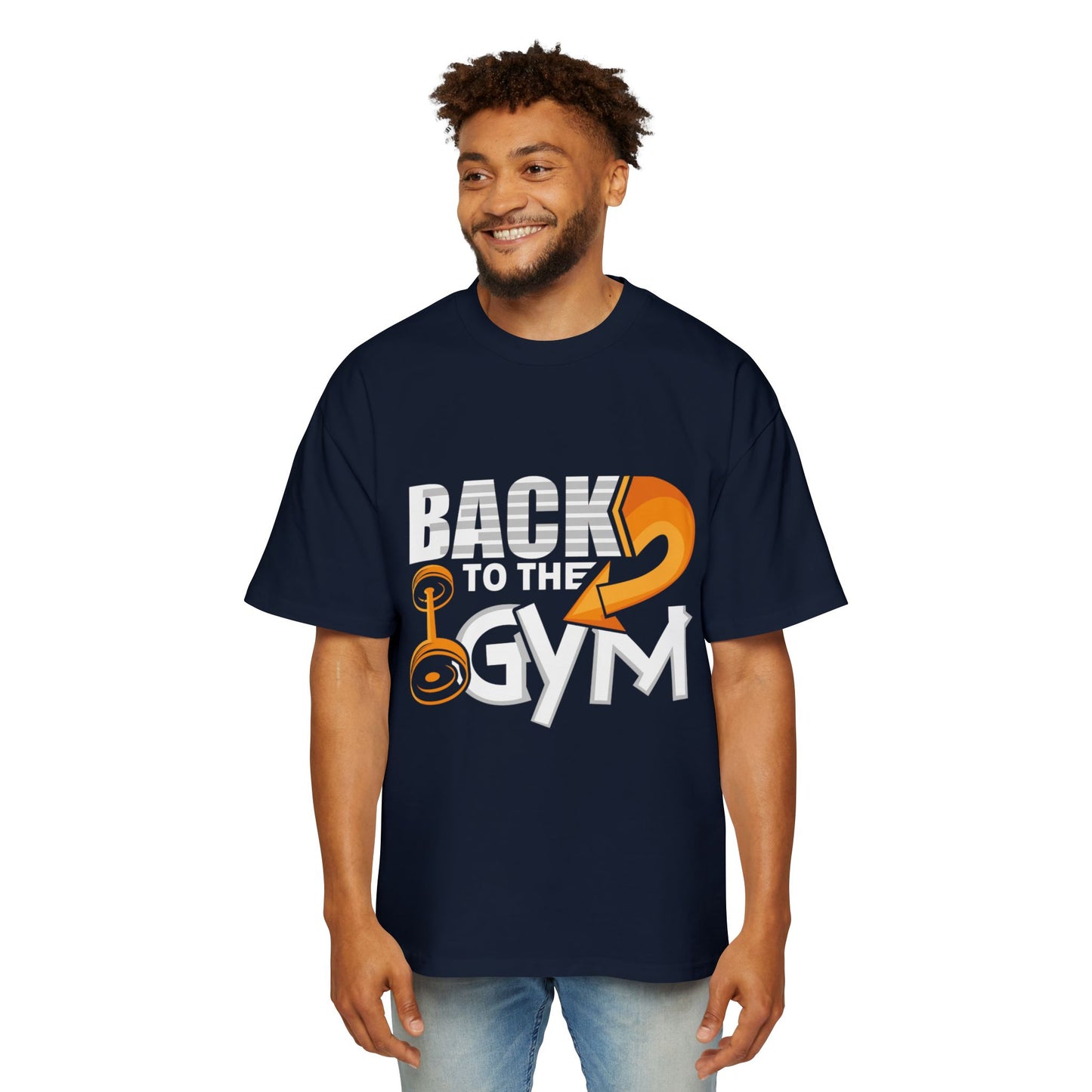 Navy Blue Oversized Gym Tee – Back to the Gym Print