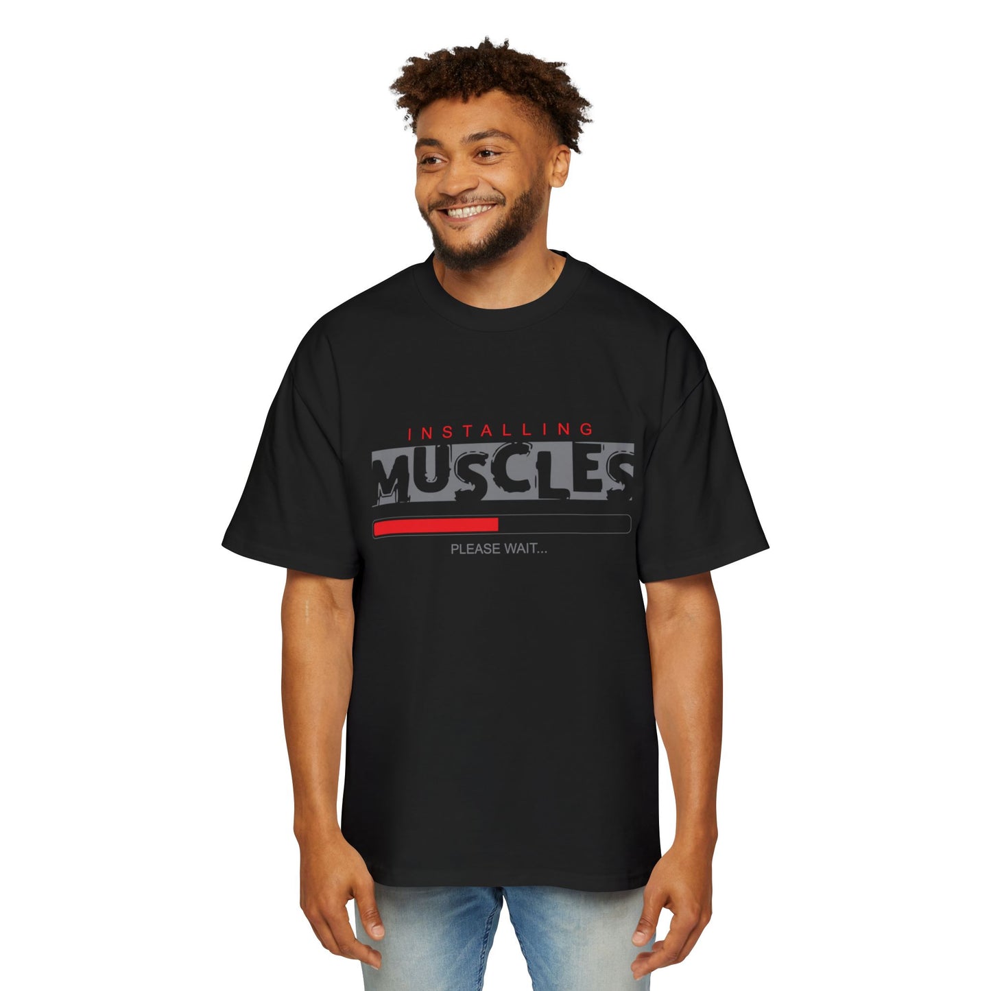 Black "Muscles" Printed  Oversized Standard T-Shirt