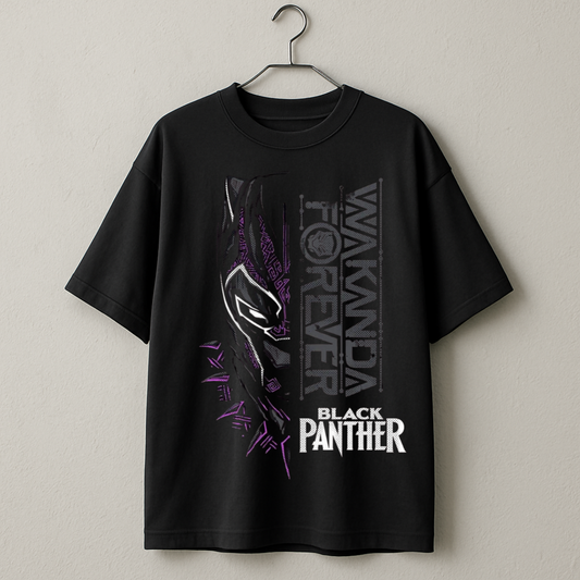 Premium Black Panther Graphic Tee – 240 GSM Oversized Fit