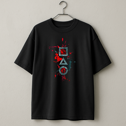 Kratos-Inspired Gaming Graphic Oversized T-Shirt – 100% Cotton, 180 GSM