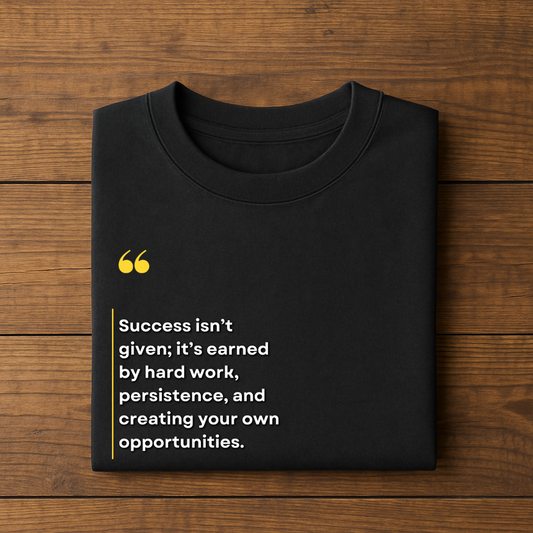 Oversized Black T-Shirt with Motivational Quote – “Success Is Earned”
