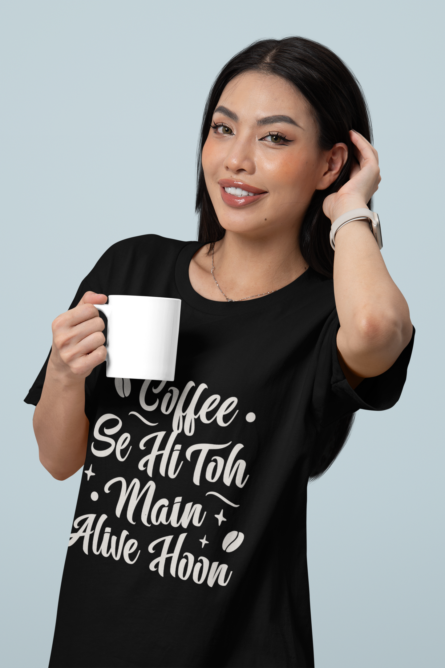 "Coffee Se Hi Toh Main Alive Hoon Black Cotton T-Shirt – Unisex Regular Fit"