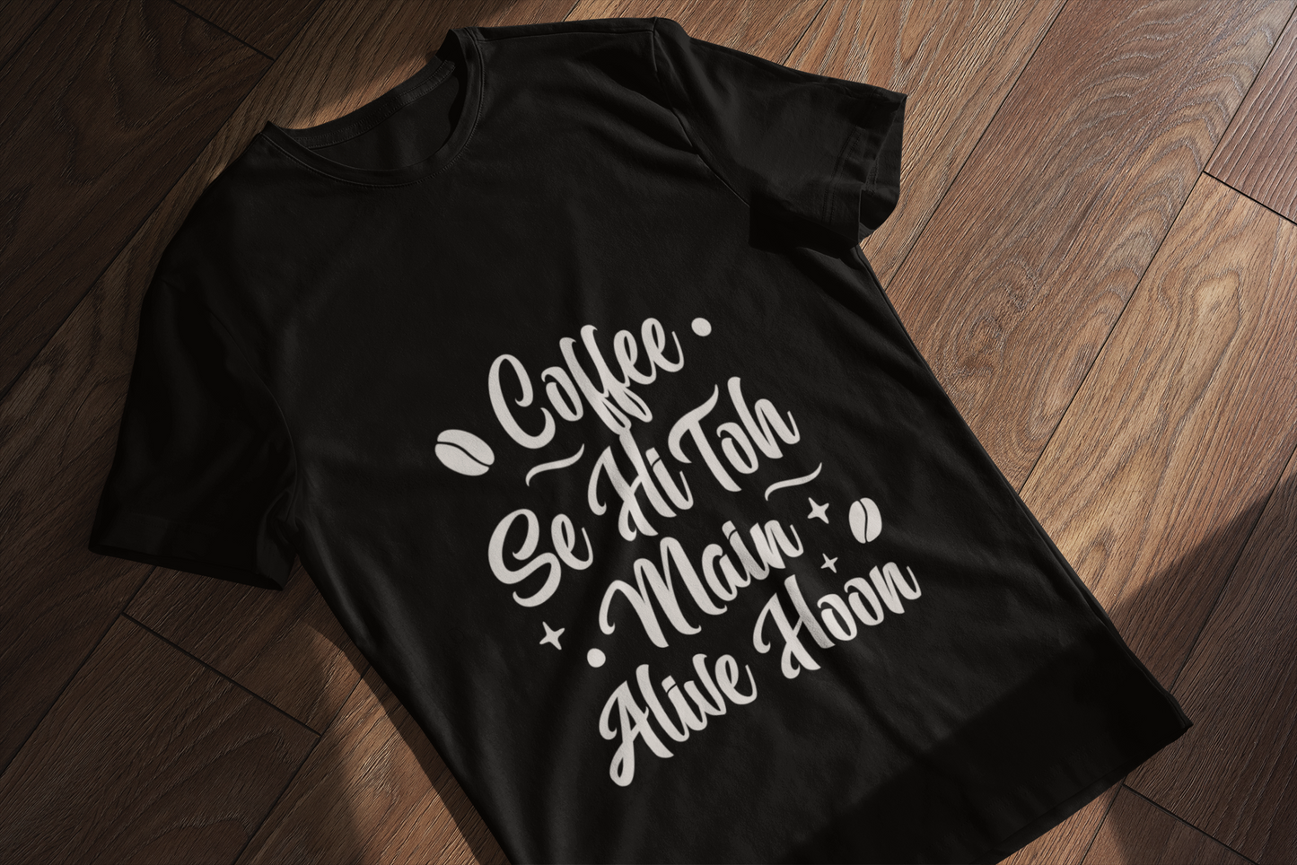 "Coffee Se Hi Toh Main Alive Hoon Black Cotton T-Shirt – Unisex Regular Fit"