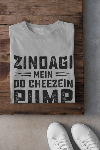 “Zindagi Mein Do Cheezein Pump Hoti Hain – Dil & Biceps Gym T-Shirt”