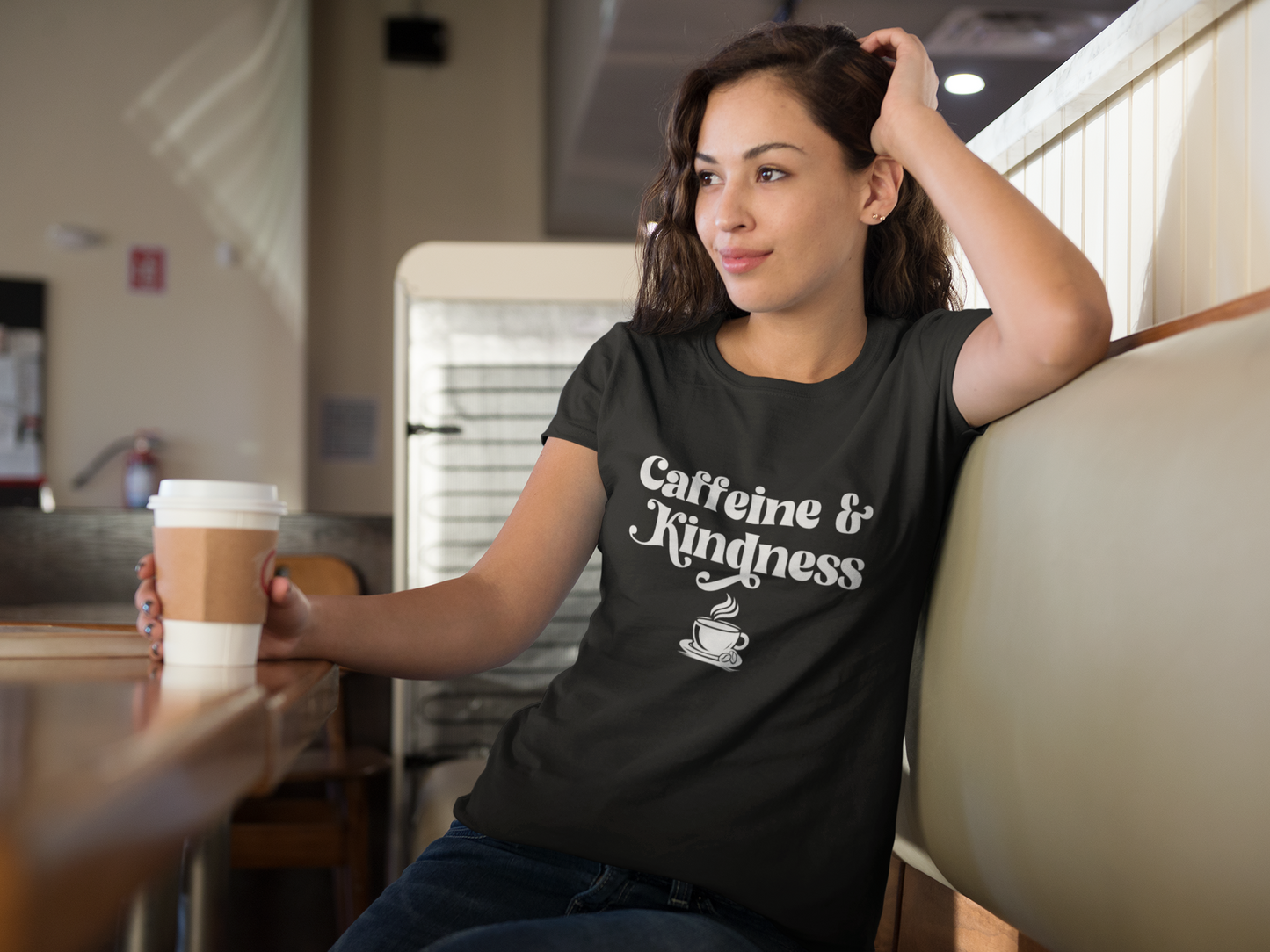 Caffeine & Kindness T-Shirt – 100% Cotton Coffee Lover Tee