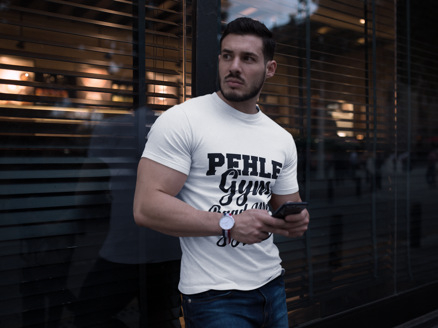 “PEHLE Gym Printed T-Shirt – 100% Cotton | Unisex Regular Fit”