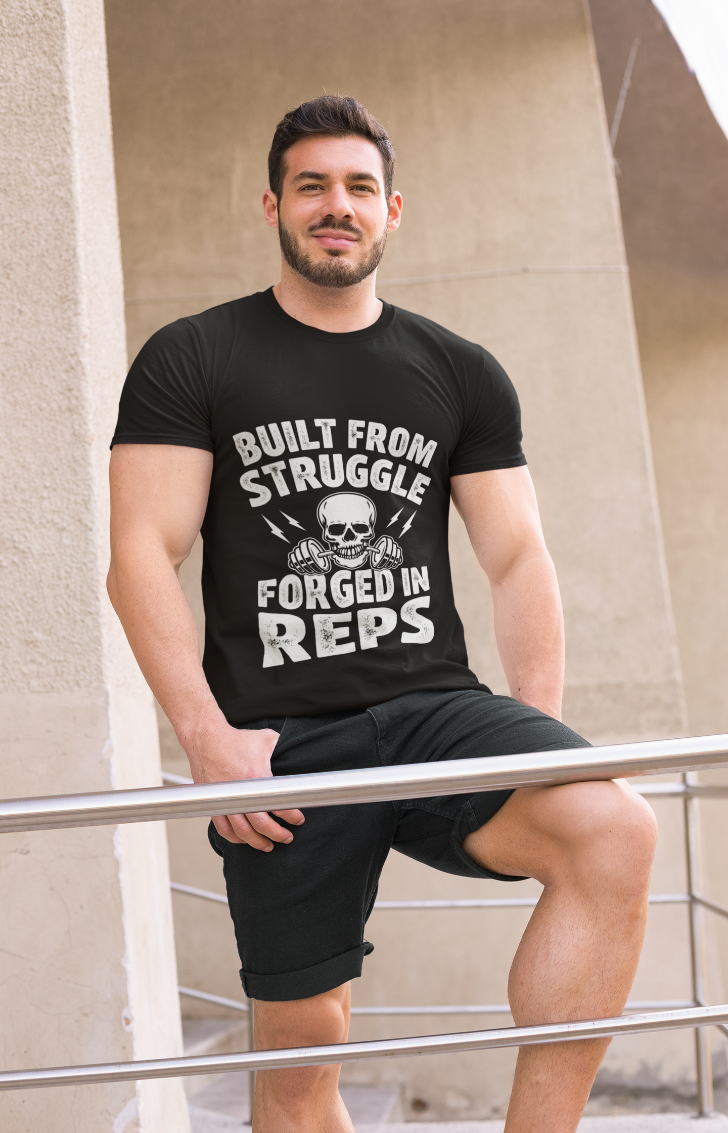 Built From Struggle Forged In Reps | Gym Motivation T-Shirt