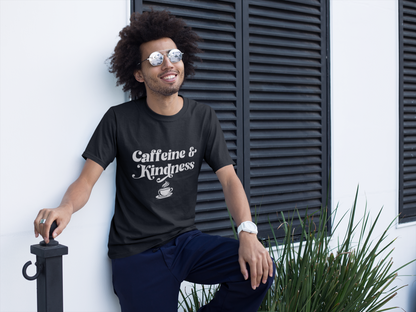 Caffeine & Kindness T-Shirt – 100% Cotton Coffee Lover Tee