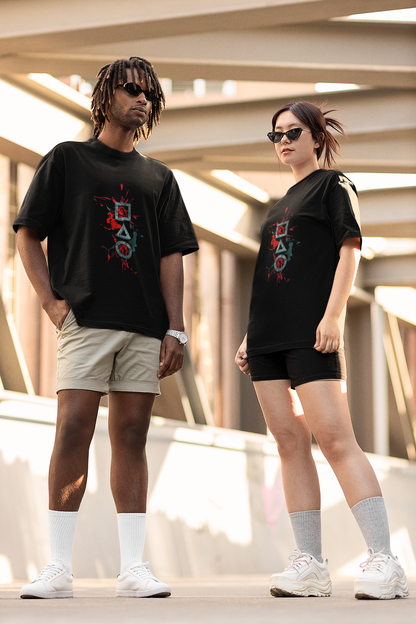Kratos-Inspired Gaming Graphic Oversized T-Shirt – 100% Cotton, 180 GSM