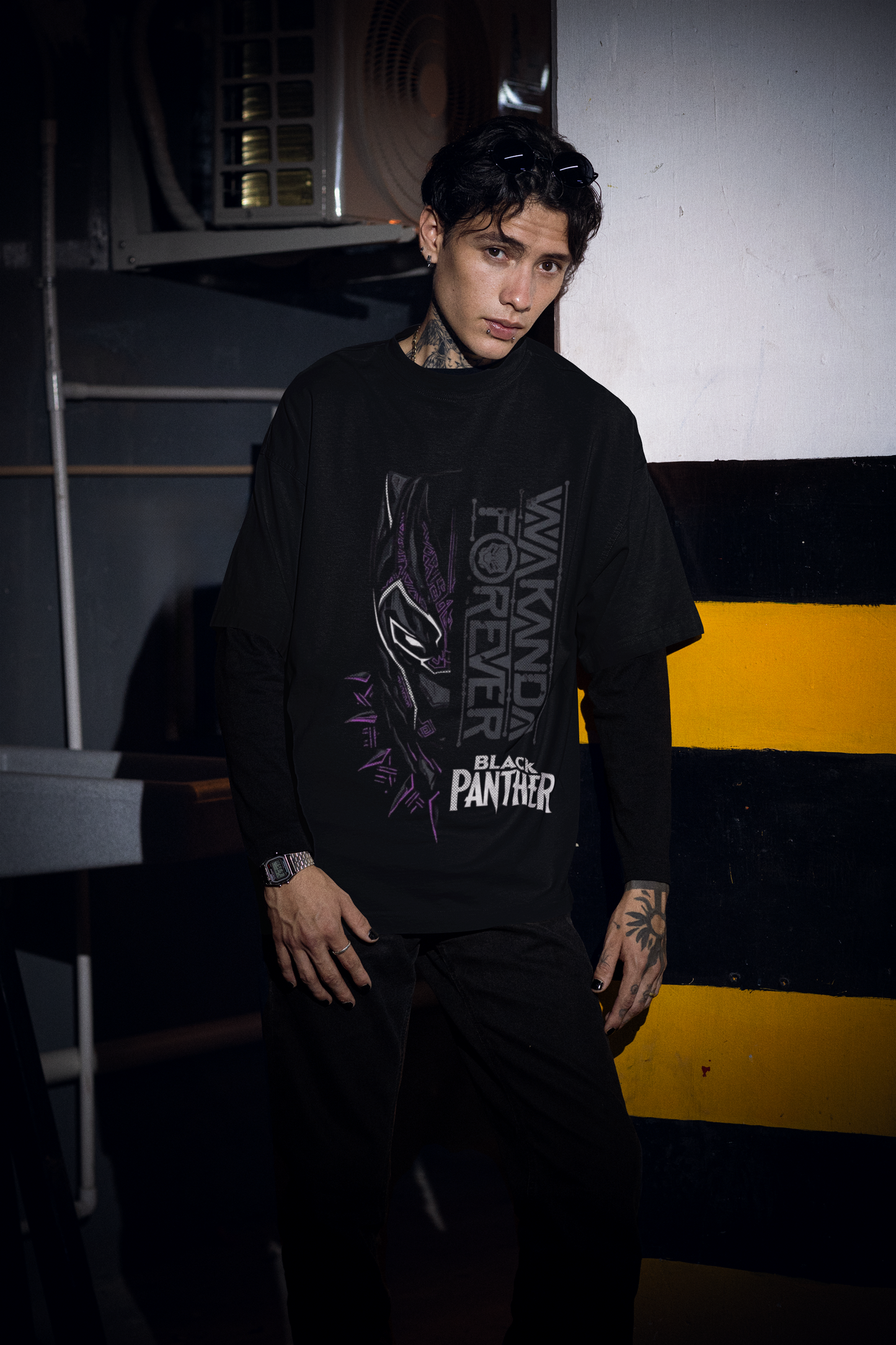 Premium Black Panther Graphic Tee – 240 GSM Oversized Fit