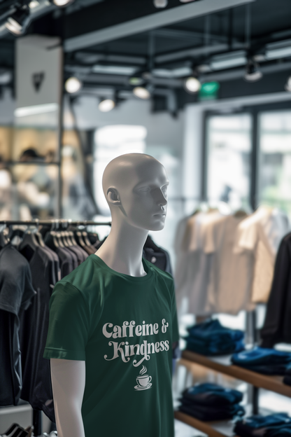 Caffeine & Kindness T-Shirt – 100% Cotton Coffee Lover Tee