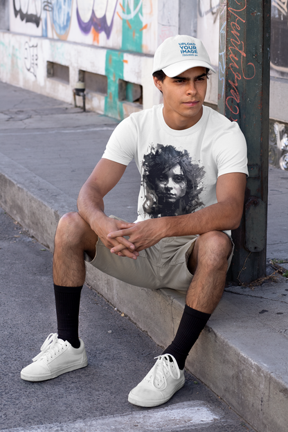 Black & White Artistic Face Print T-Shirt – 100% Cotton Regular Fit